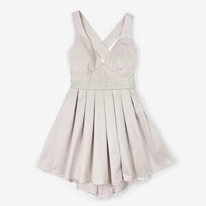 Lipsy London Pleated Mini Dress Size 4 Beige Wedding Guest Prom Formal Party
